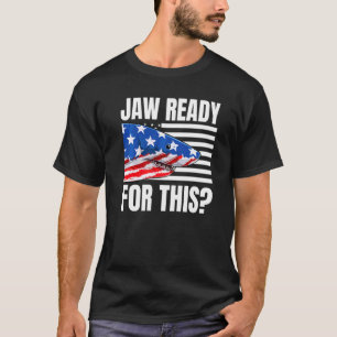 Kauw Klar Voor Deze Haai Amerikaanse Vlag Grunge T-shirt
