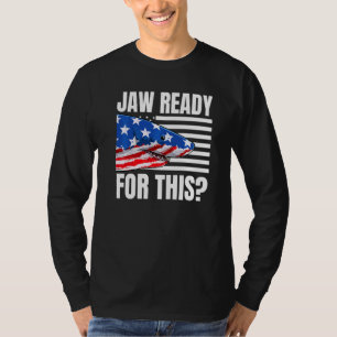 Kauw Klar Voor Deze Haai Amerikaanse Vlag Grunge T-shirt