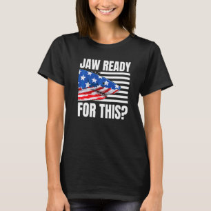 Kauw Klar Voor Deze Haai Amerikaanse Vlag Grunge T-shirt
