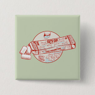 Kauwgom grappige tonijn vis smaak vierkante button 5,1 cm