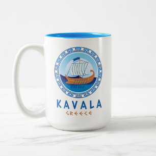 Kavala, Griekenland Grieks scheepsontwerp Tweekleurige Koffiemok