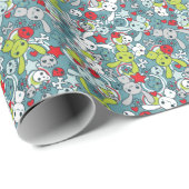 kawaï blauw patroon cadeaupapier (Rol Hoek)