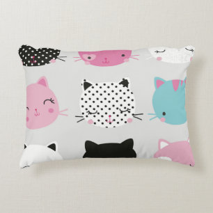 Kawai kat hoofd multi-kleurenschattig meisje leuk decoratief kussen