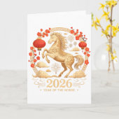 Kawaii 2026 Jaar Van Het Paard Fortune Lady Lunar  Kaart (Gele Bloem)