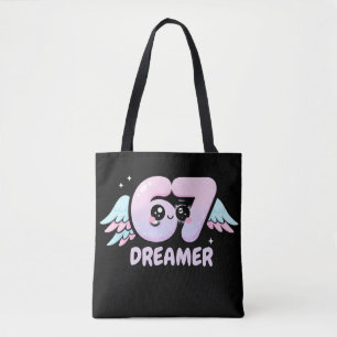 Kawaii "67 Dreamer" – Schattig Pastel Engel Nummer Draagtas