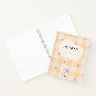 Kawaii Aardbei Konijn Gingham Pastel Notitieboek
