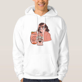 Kawaii aardbeiensmoothie en vredesteken anime meis hoodie