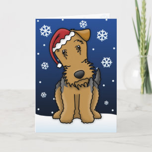 Kawaii Airedale Terrier Christmas Kaart