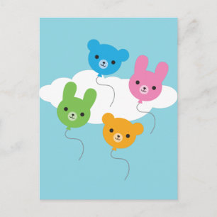 Kawaii Animal Balloons Briefkaart