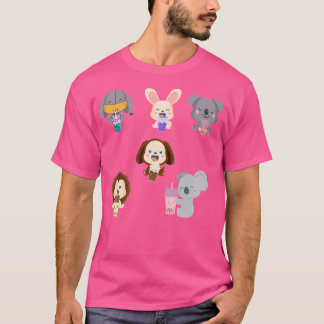 Kawaii Animal Boba Tea Schattige Olifantenkonijn K T-shirt