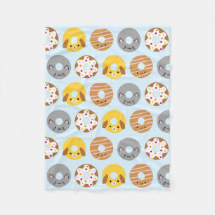 Kawaii Animal Donuts Fleece Deken