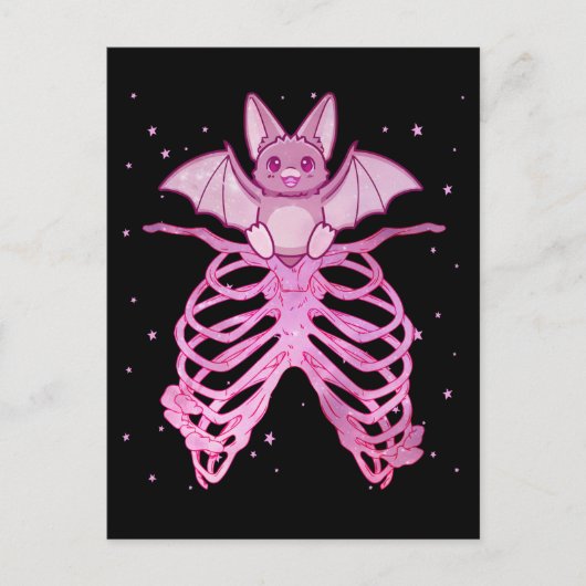 Kawaii Anime Animal Pastel Gothic Bat Briefkaart (Voorkant)