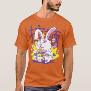 Kawaii Anime Bunny Eating Ramen Japanese Food 560 T-shirt