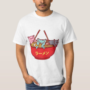 Kawaii Anime Cat Funny Schattige Japanse ramen T-shirt