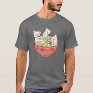 Kawaii Anime Cat Japans Ramen Noodles - Kitten V T-shirt