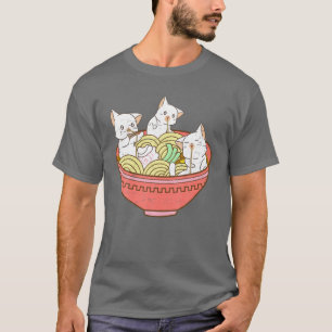 Kawaii Anime Cat Japans Ramen Noodles - Kitten V T-shirt