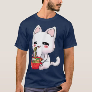 Kawaii Anime Cat Ramen Bowl Japanse noedels Lover T-shirt