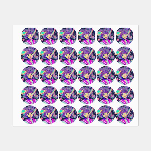 Kawaii Anime Étiquette (Feuille)