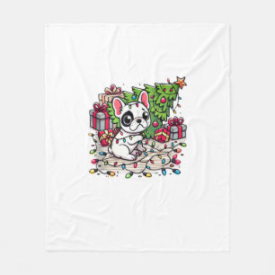 Kawaii Anime Frenchie Kerst Funny Dog Fleece Deken