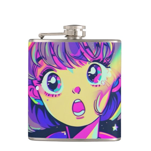 Kawaii Anime Girl Flask Heupfles (Voorkant)