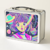 Kawaii Anime Girl Metal Lunch Box (Achterkant)