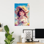 Kawaii Anime Girl Poster (Thuiskantoor)