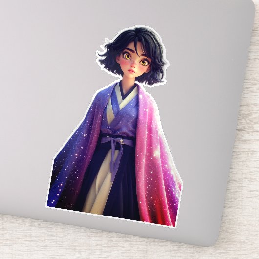 Kawaii Anime Girl Sticker | Cute Galaxy Aesthetic  (Détail)