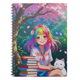 Kawaii Anime Girl with a Kitten Notitieboek