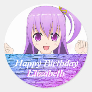 Kawaii anime Happy Birthday leuke japanse stijl Ronde Sticker