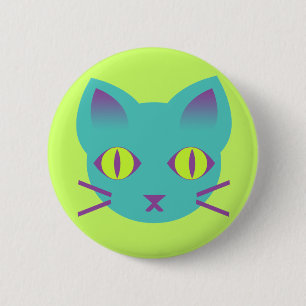 Kawaii Anime Kitty Kat Blauw Groen Paars Ronde Button 5,7 Cm
