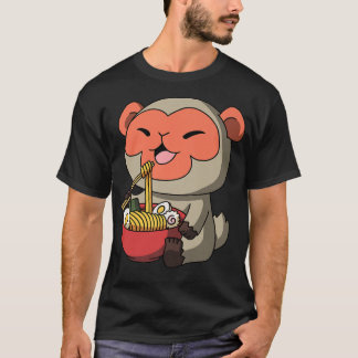 Kawaii Anime Macaque Monkey Asian Noedles Japans T-shirt