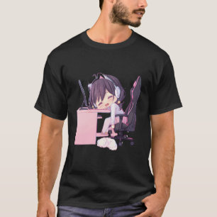 Kawaii Anime Meisje Chibi Neko Catgirl Gamer Egirl T-shirt