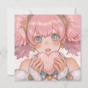 Kawaii anime meisje met hart kaart