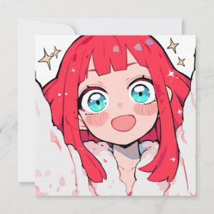 Kawaii anime meisje met sprankelende ogen kaart