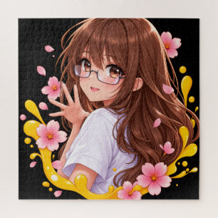 Kawaii Anime Meisje Sakura Kersenbloesem Puzzel