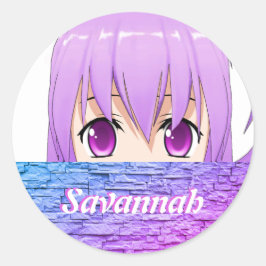 Kawaii Anime Meisje schattig zoet roze naam Ronde Sticker