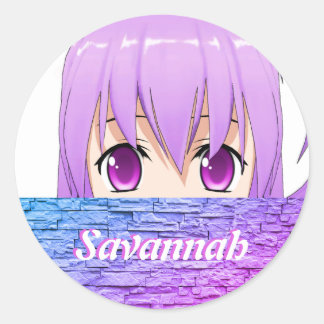Kawaii Anime Meisje schattig zoet roze naam Ronde Sticker