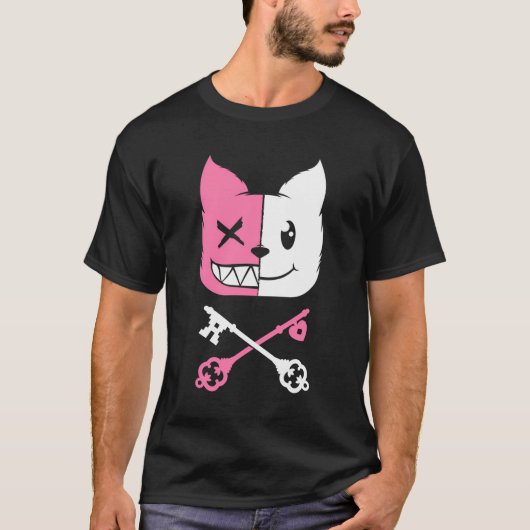 Kawaii Anime Neko Meisje Yandere Menhera Chan Past T-shirt (Voorkant)