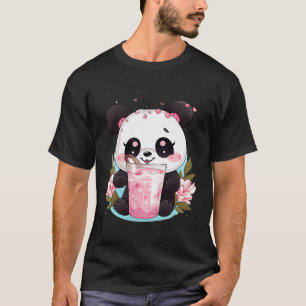 Kawaii Anime Panda Drink Boba Tea Bubble Cherry B T-shirt