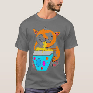 Kawaii Anime Ramen Kitty Cat Japanse noedels T-shirt