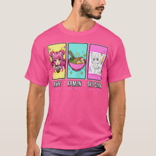 Kawaii Anime Ramen Noodles Schetsen Tekening Japan T-shirt
