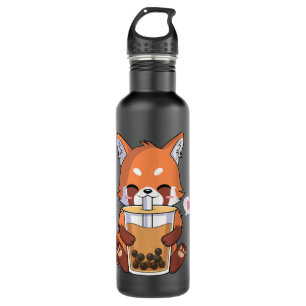 Kawaii Anime Red Panda Drink Boba Bubble Tea Waterfles