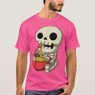 Kawaii Anime Skeleton Halloween Asian Noodles Japa T-shirt