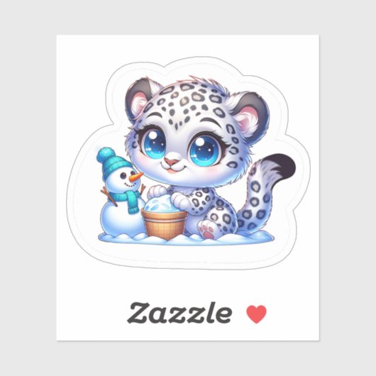 Kawaii Anime Snow Leopard Kid's Sticker (Vel)