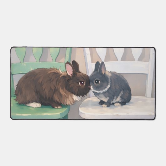 Kawaii Anime Two Bunnies Desk Mat (Recto)