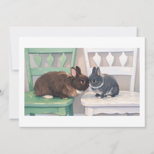 Kawaii Anime Two Bunnies Flat Card (Voorkant)