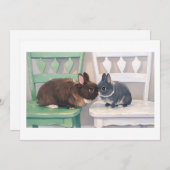 Kawaii Anime Two Bunnies Flat Card (Voorkant / Achterkant)