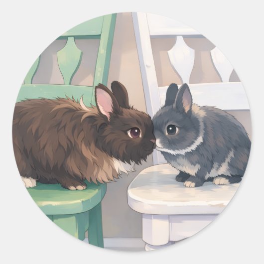 Kawaii Anime Two Bunnies Stickers (Voorkant)