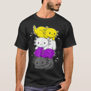 Kawaii Aolotl Pile Nonbinary Flag LGBTQ T-shirt