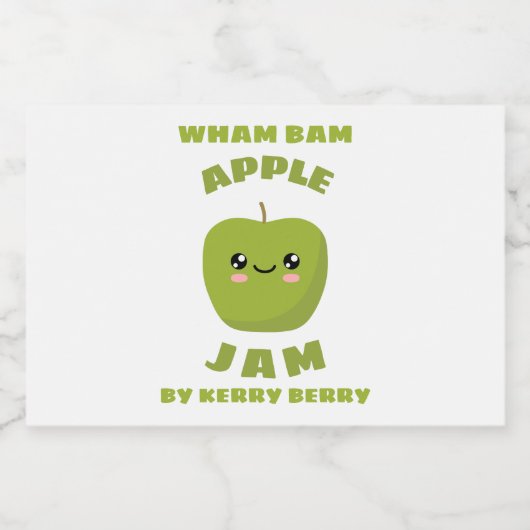 Kawaii Apple Jam Voedselcontainer Etiket (Enkel label)